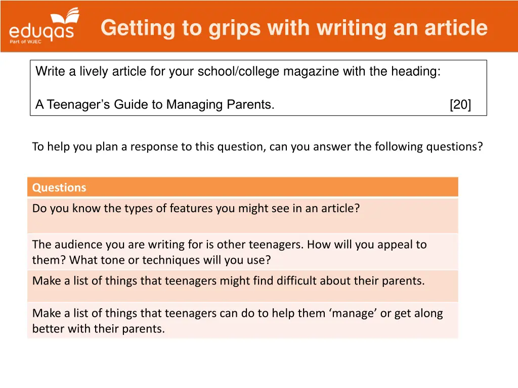 getting to grips with writing an article