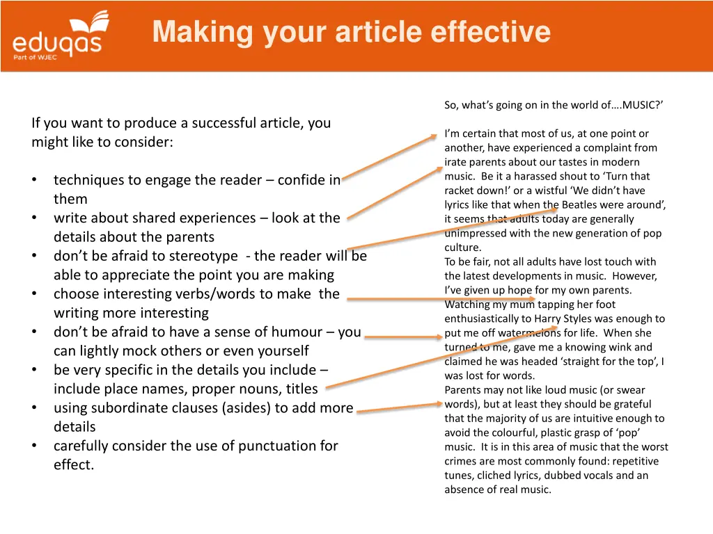 making your article effective