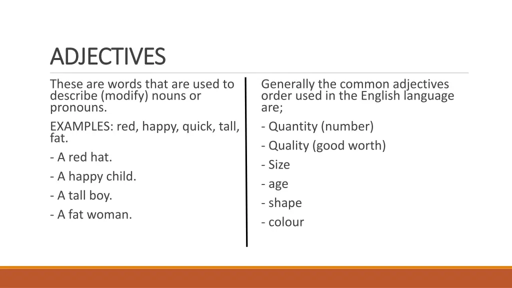 adjectives adjectives