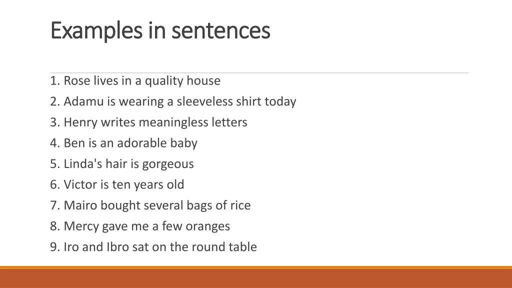 examples in sentences examples in sentences