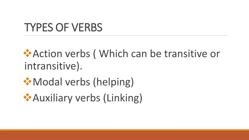 types of verbs types of verbs