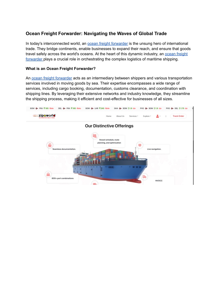 ocean freight forwarder navigating the waves