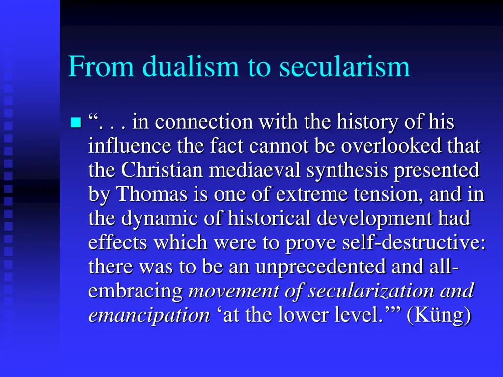 from dualism to secularism