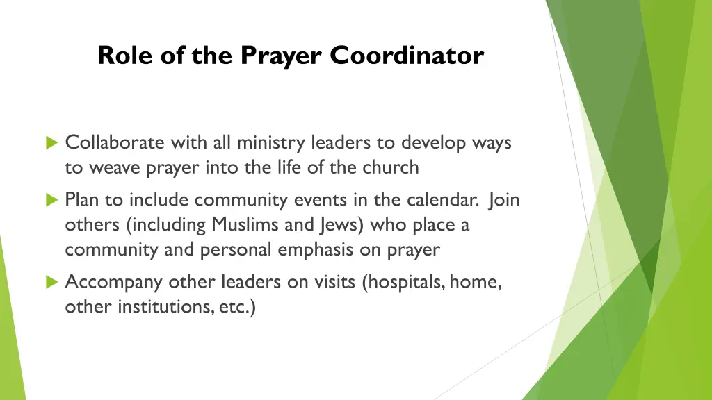 role of the prayer coordinator 1