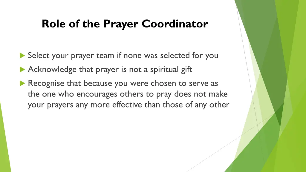 role of the prayer coordinator