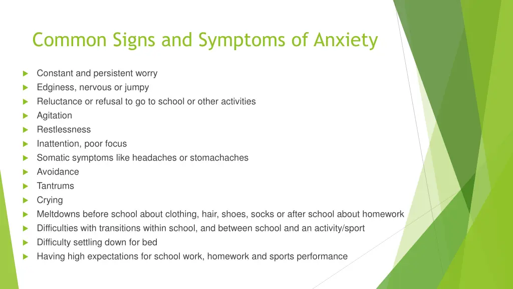 common signs and symptoms of anxiety