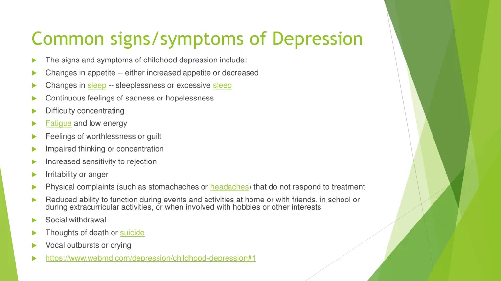 common signs symptoms of depression