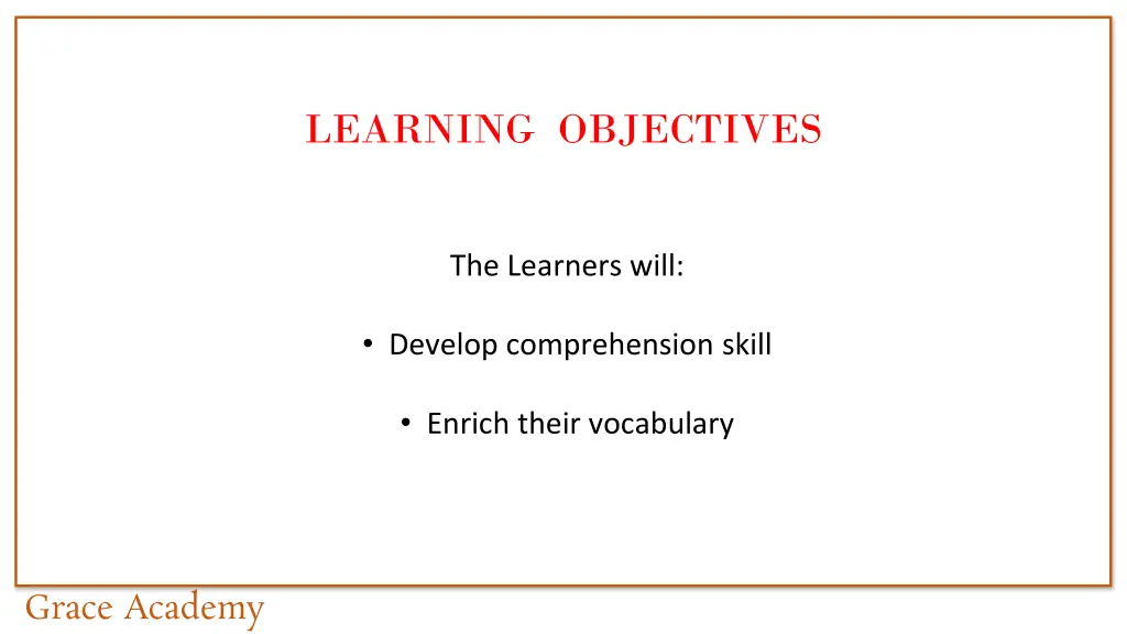 learning objectives