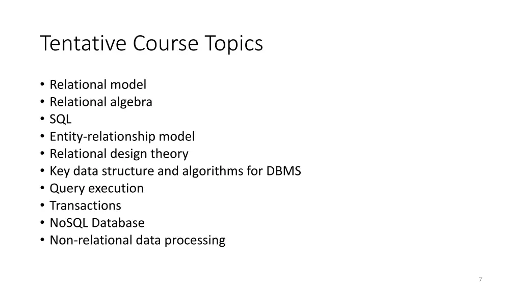 tentative course topics