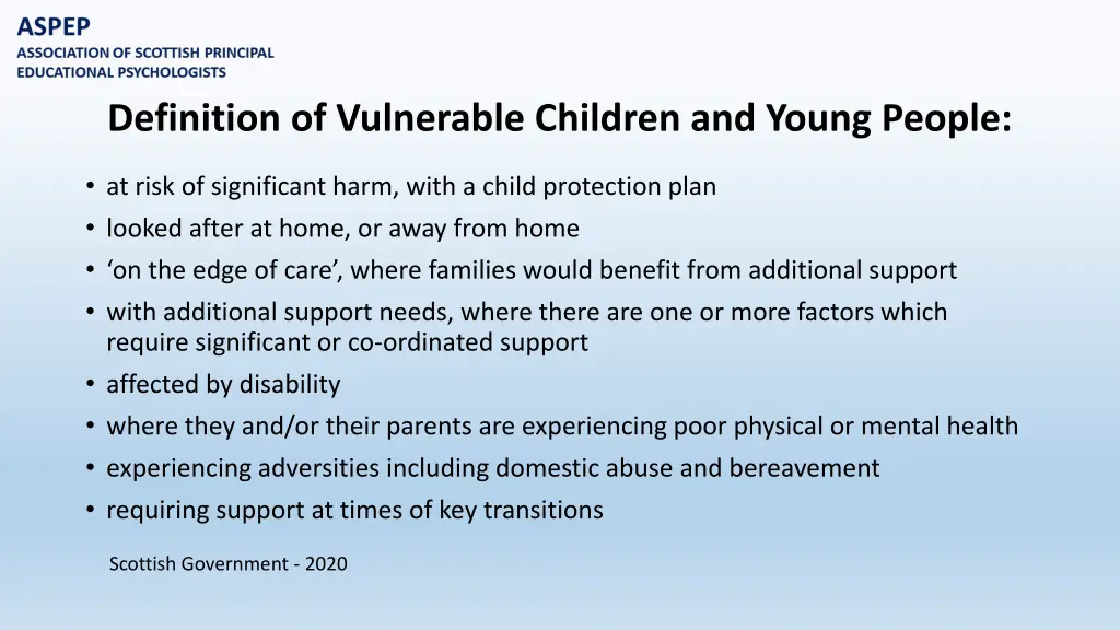 definition of vulnerable children and young people