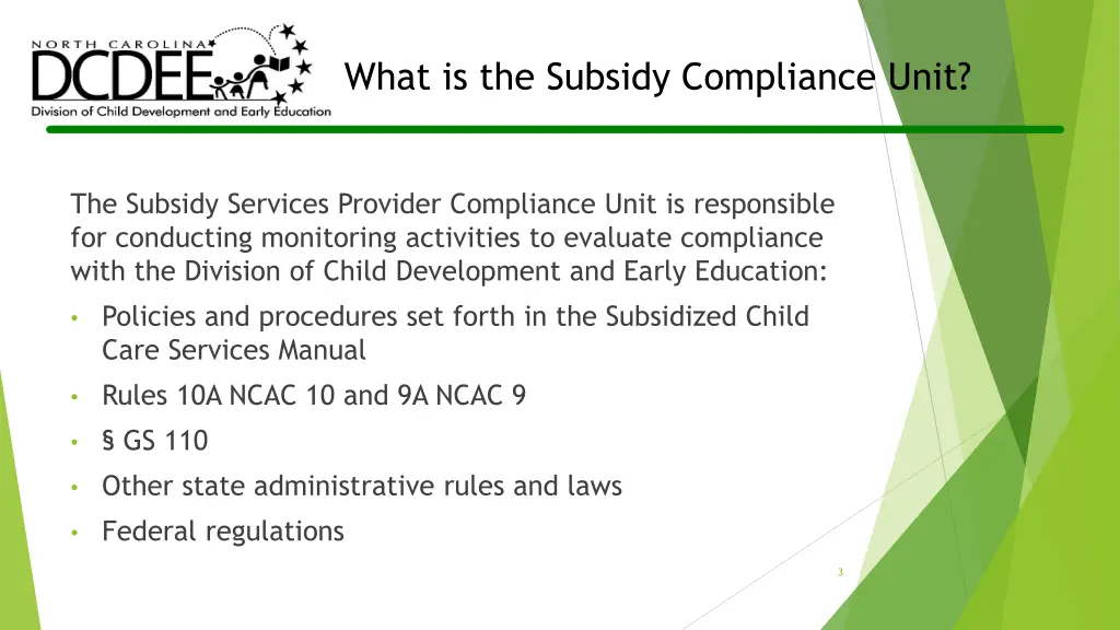 what is the subsidy compliance unit