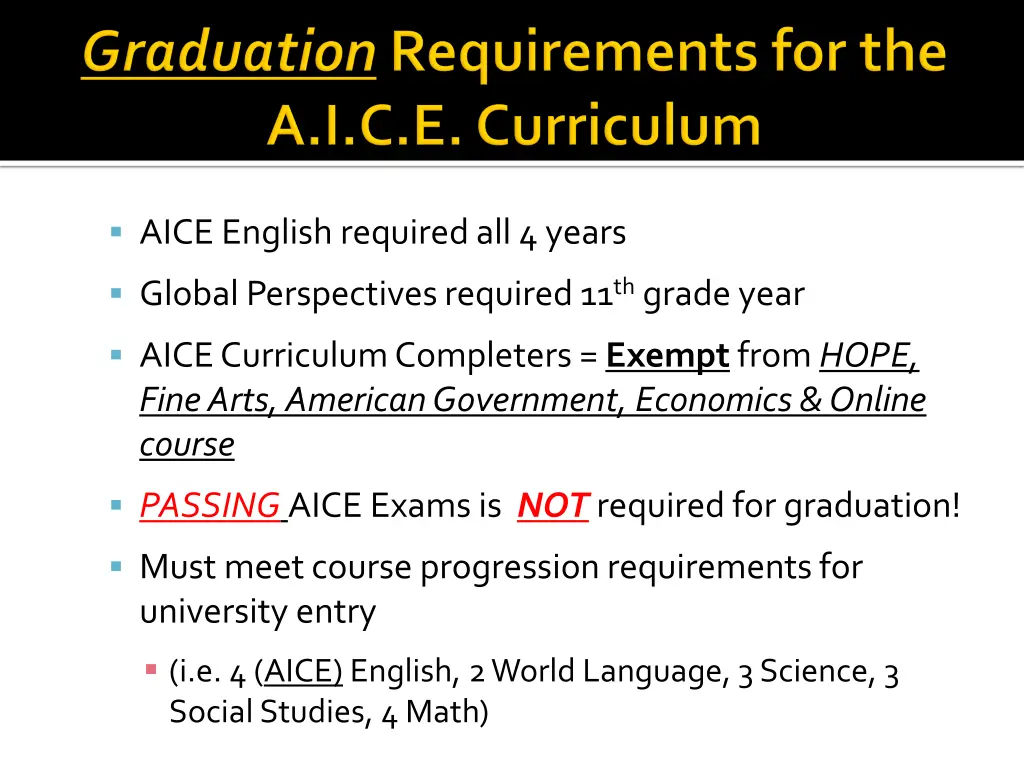 aice english required all 4 years