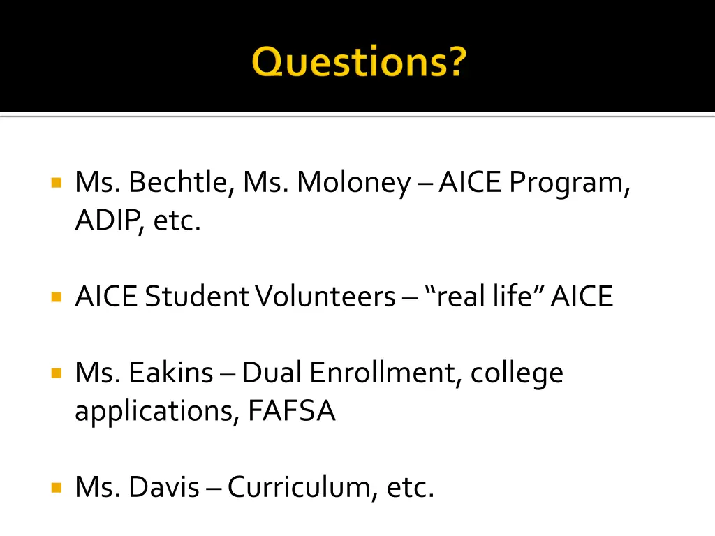 ms bechtle ms moloney aice program adip etc