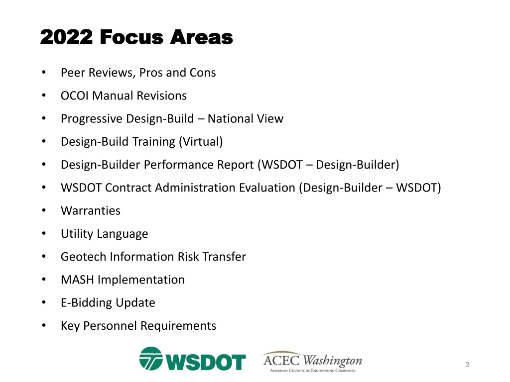 2022 focus areas 2022 focus areas