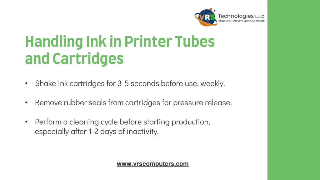 handling ink in printer tubes and cartridges