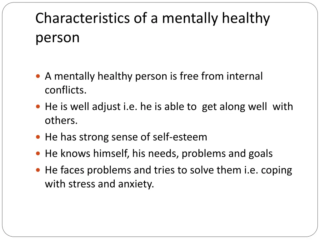 characteristics of a mentally healthy person