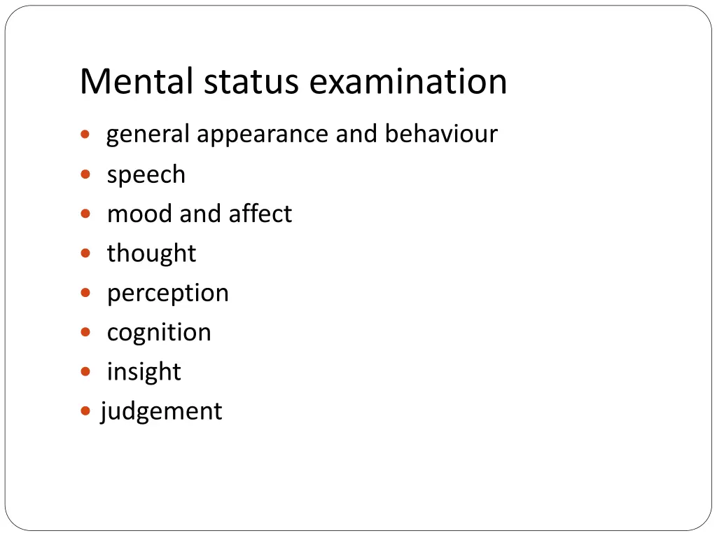 mental status examination