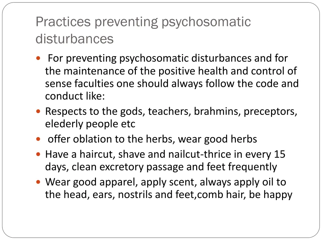 practices preventing psychosomatic disturbances