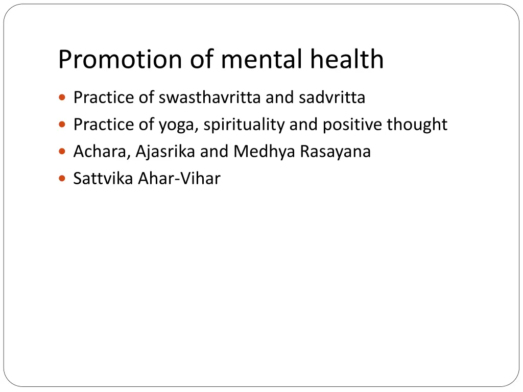 promotion of mental health