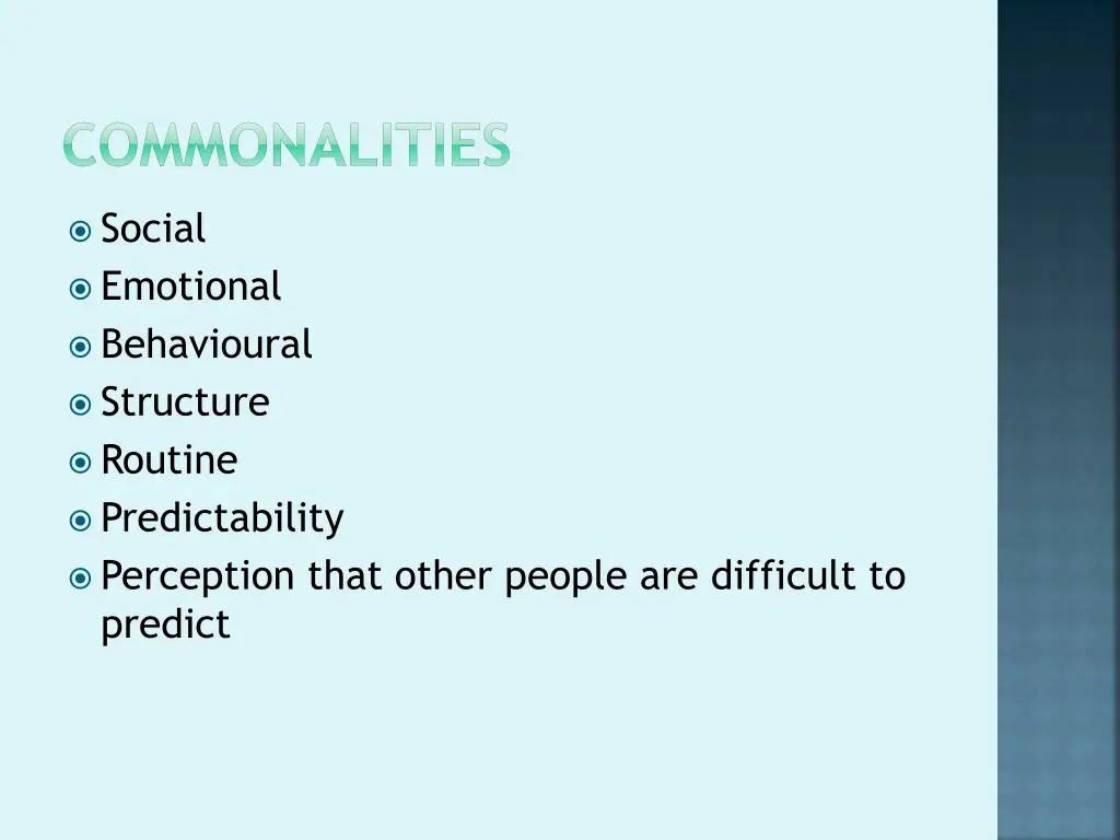 commonalities