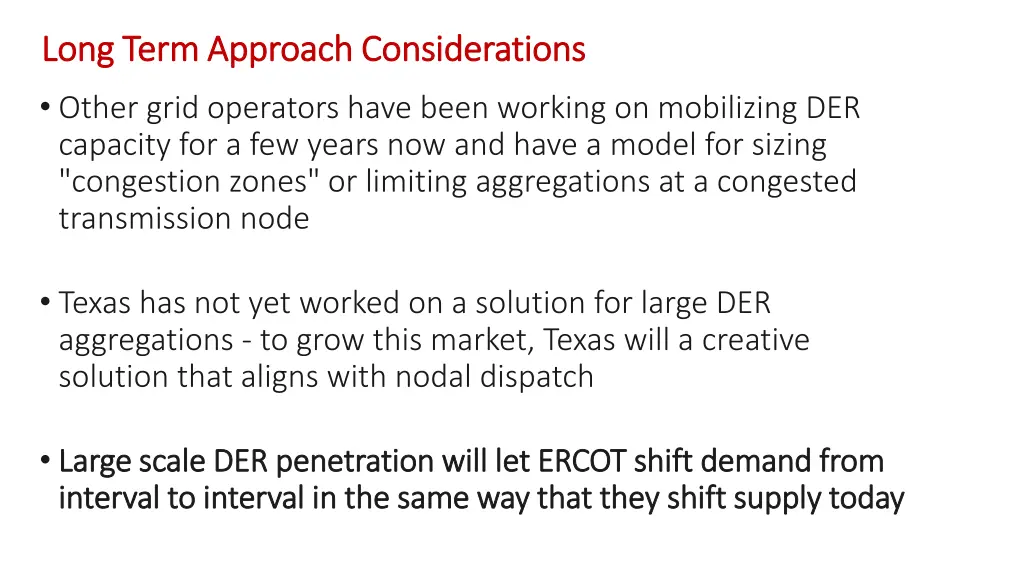 long term approach considerations long term