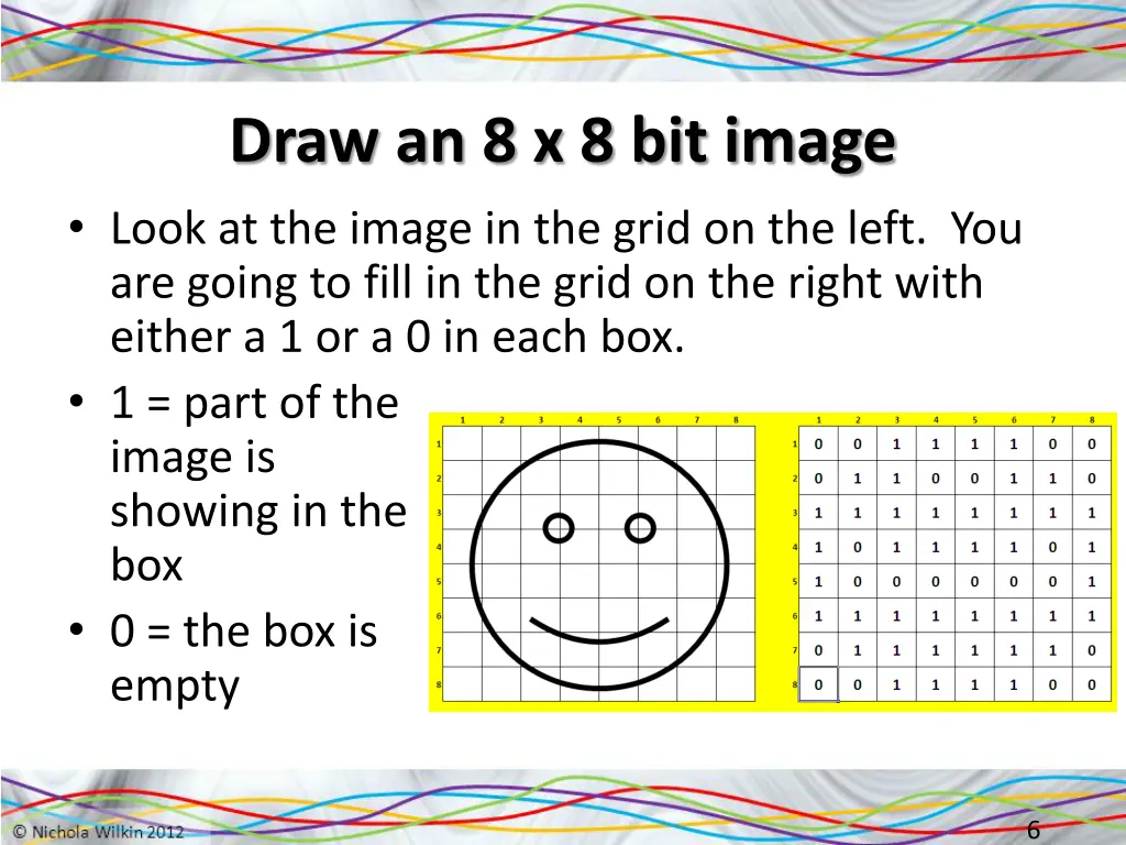 draw an 8 x 8 bit image look at the image