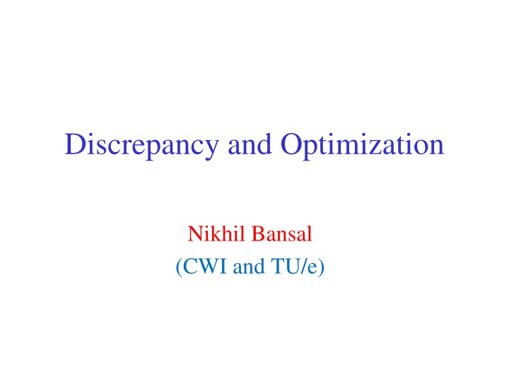 discrepancy and optimization