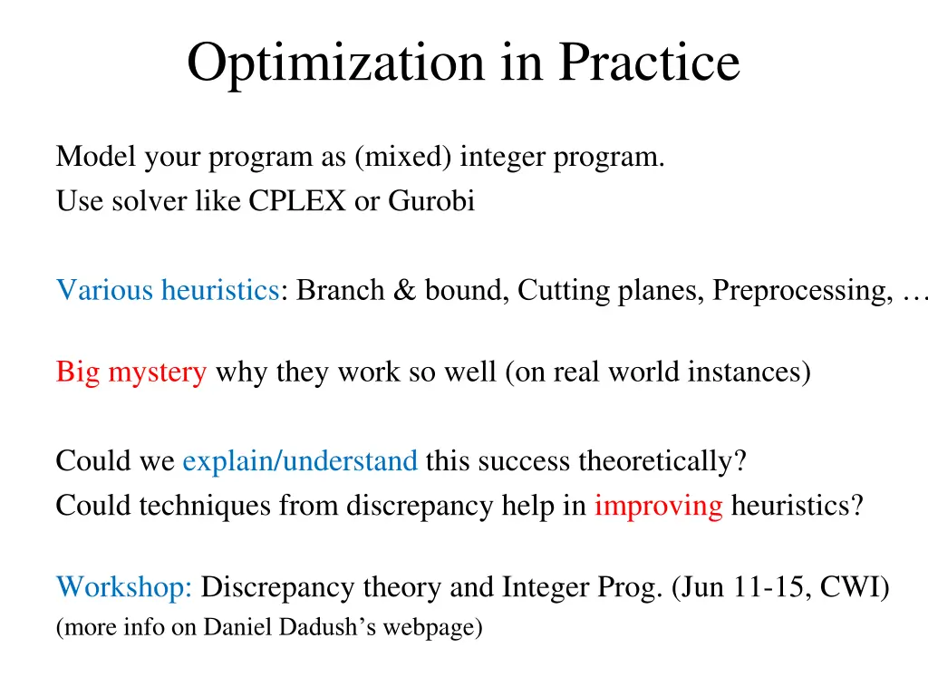 optimization in practice