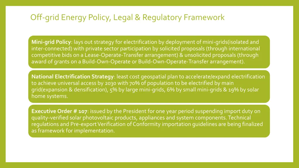 off grid energy policy legal regulatory framework 1