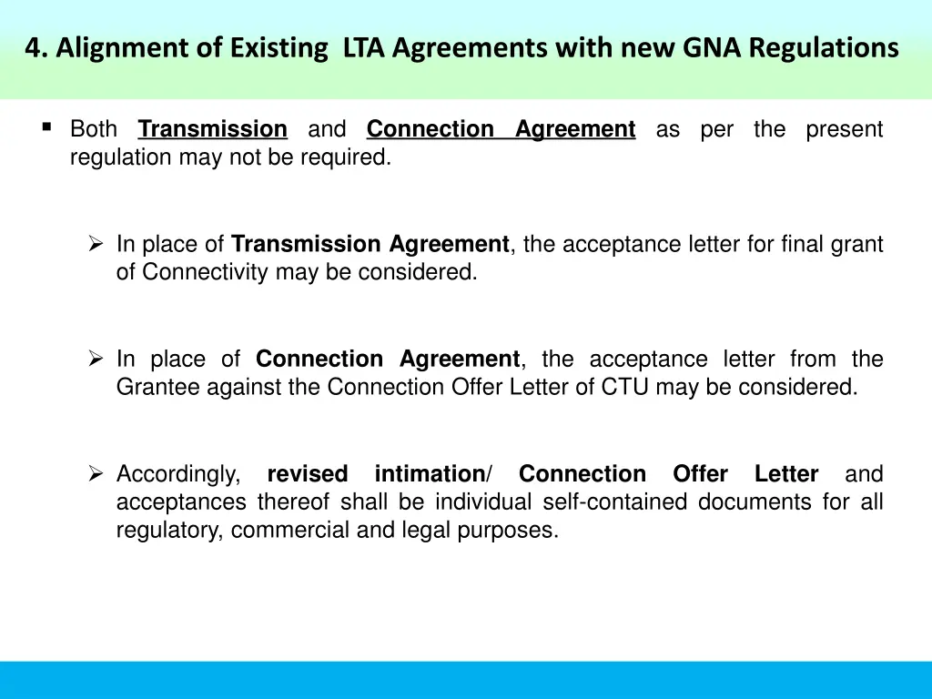 4 alignment of existing lta agreements with