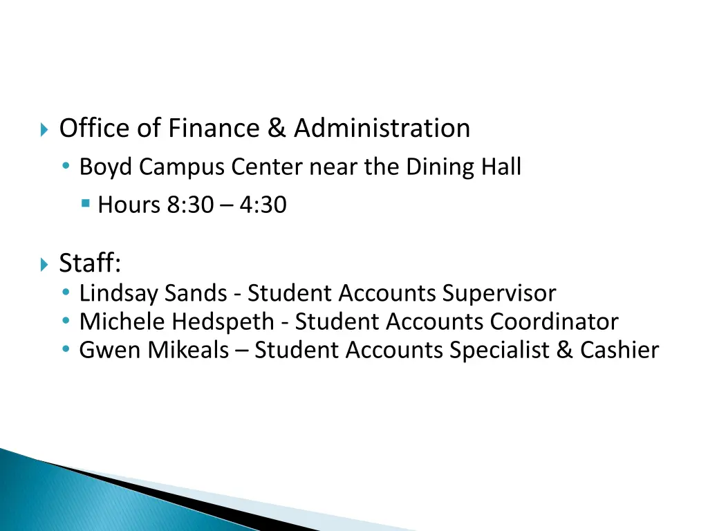 office of finance administration boyd campus