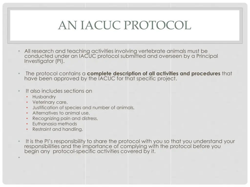 an iacuc protocol