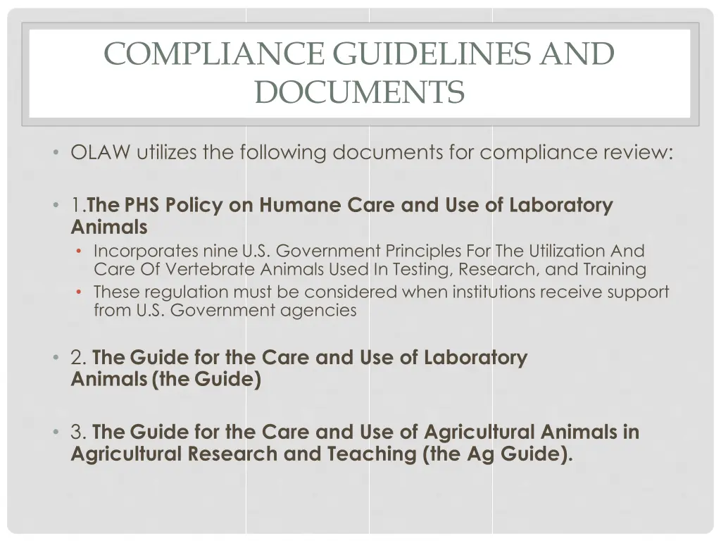 compliance guidelines and documents