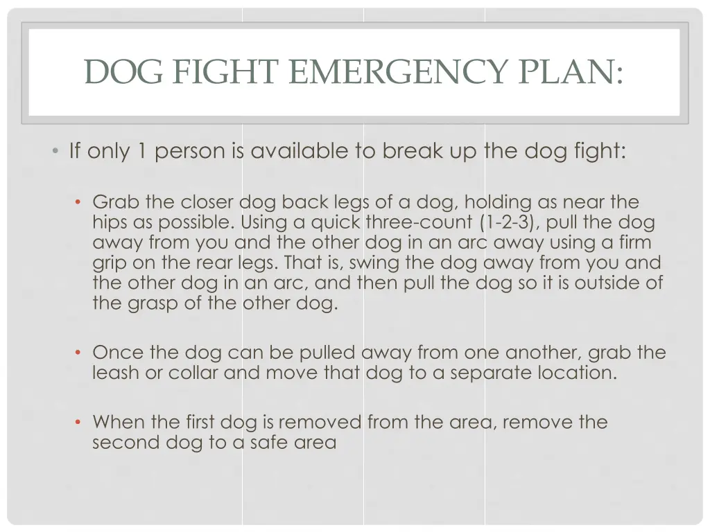 dog fight emergency plan 2