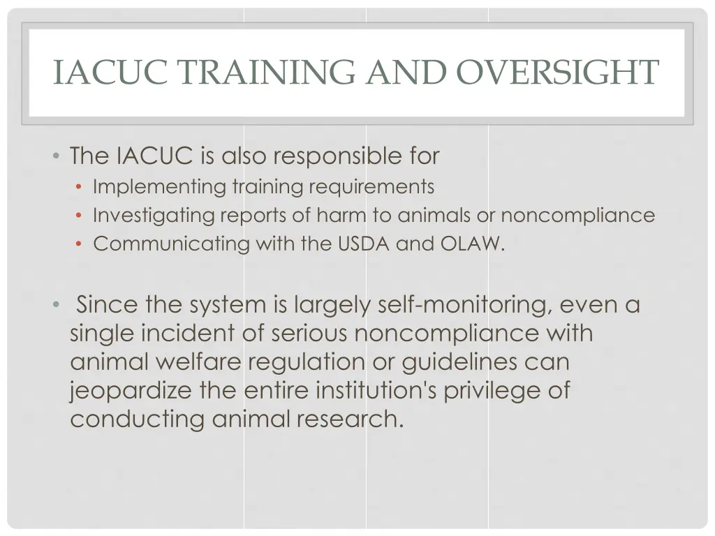 iacuc training and oversight