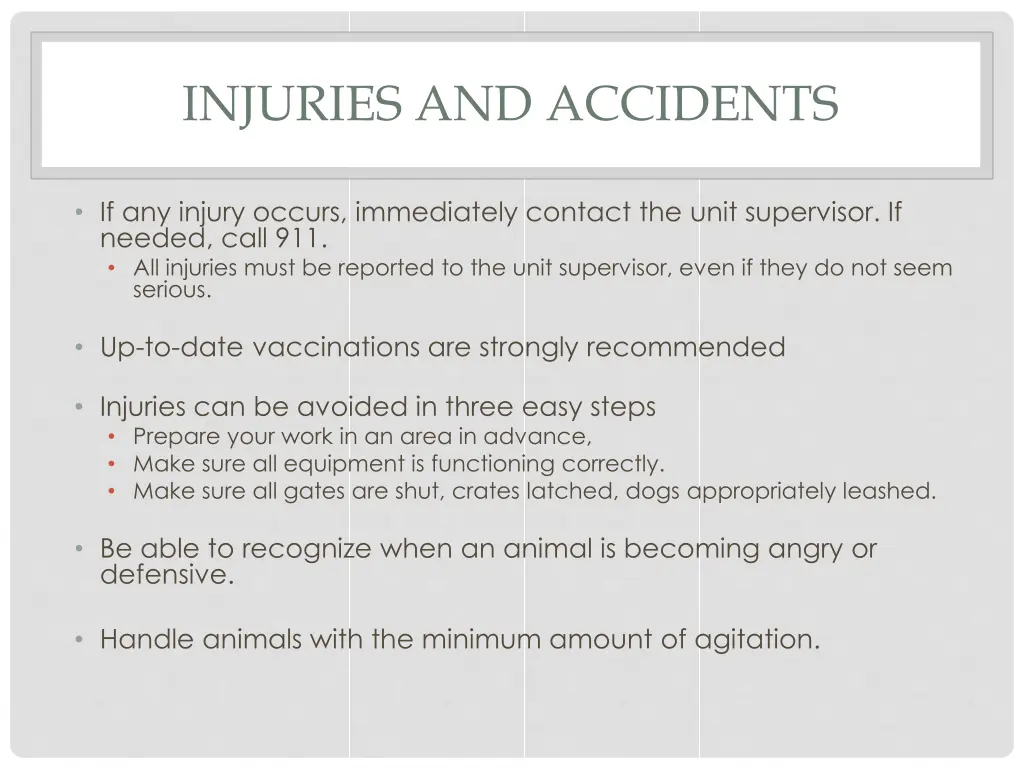 injuries and accidents