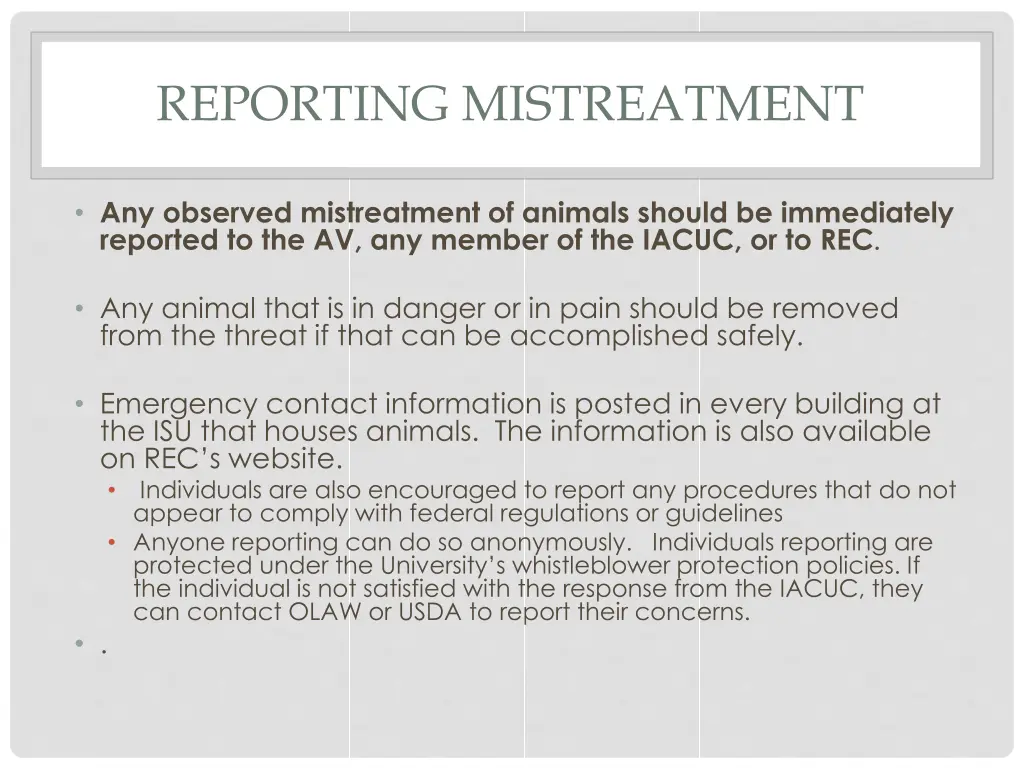 reporting mistreatment