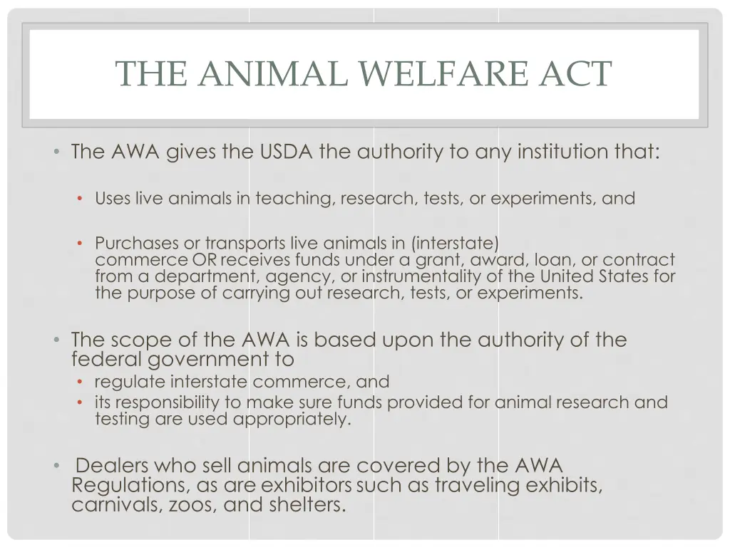 the animal welfare act