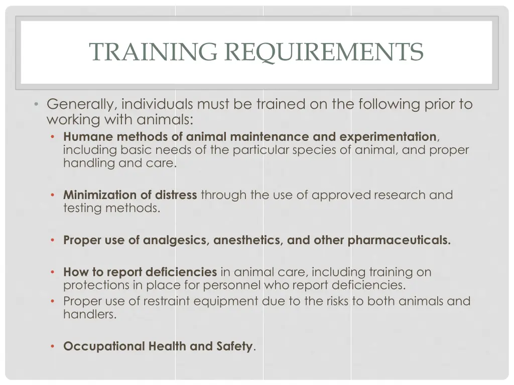 training requirements 1