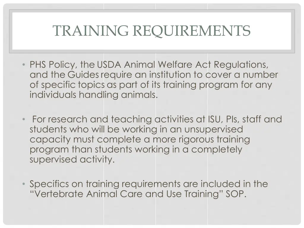 training requirements