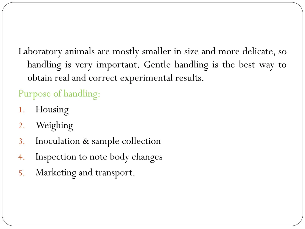 handling identification and feeding of lab animals