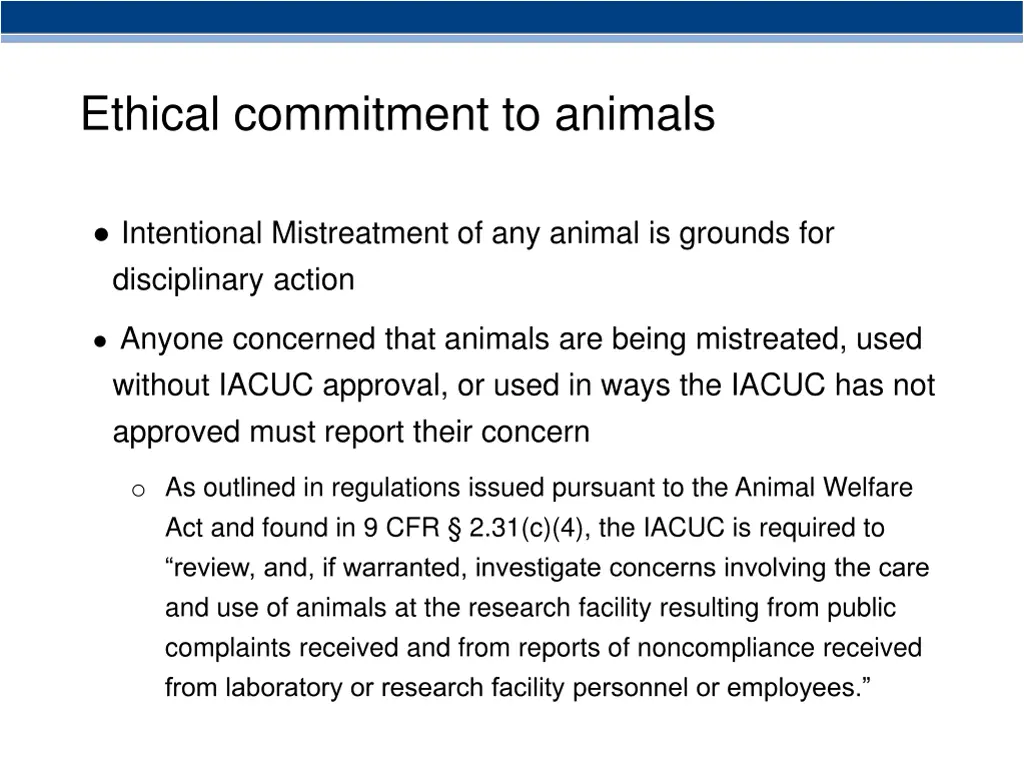 ethical commitment to animals