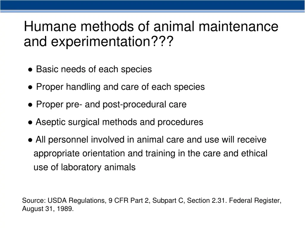 humane methods of animal maintenance