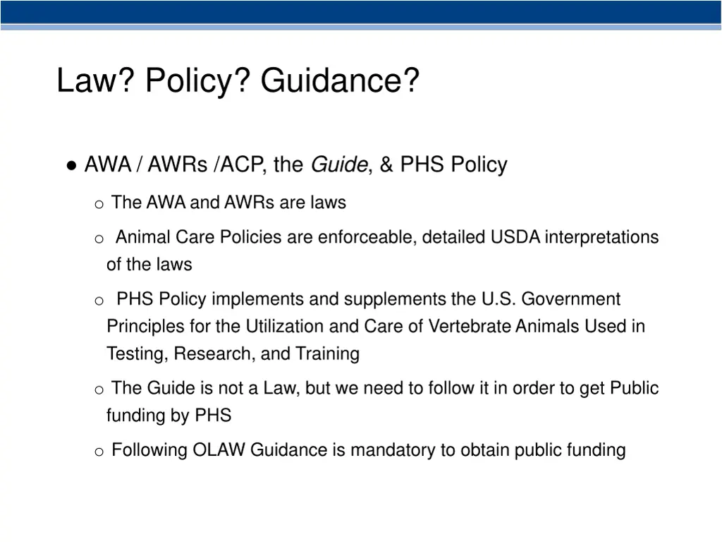 law policy guidance