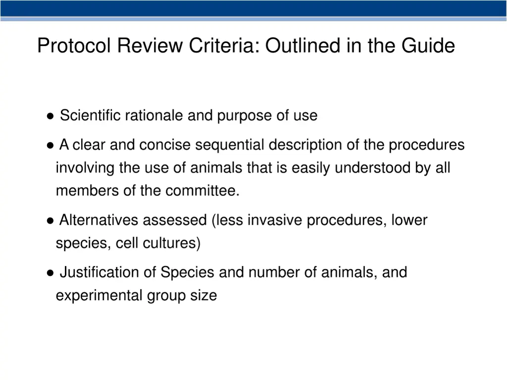 protocol review criteria outlined in the guide