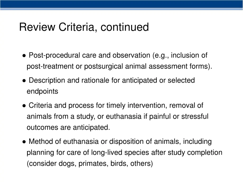 review criteria continued 1