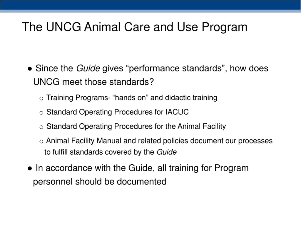 the uncg animal care and use program