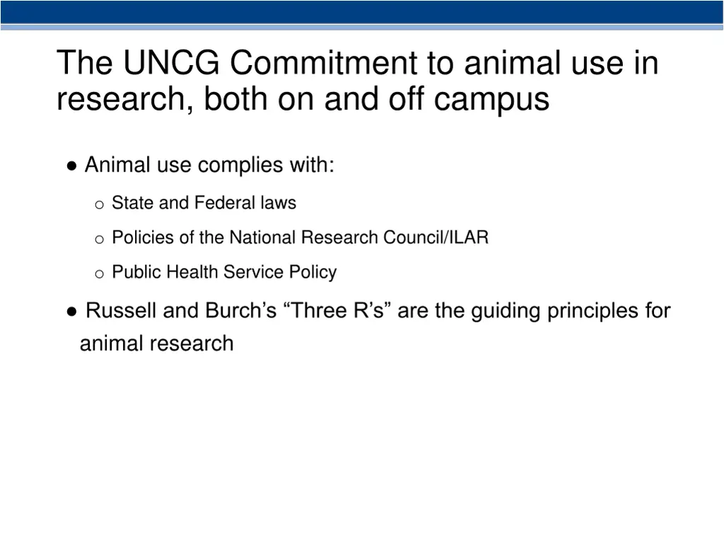 the uncg commitment to animal use in research