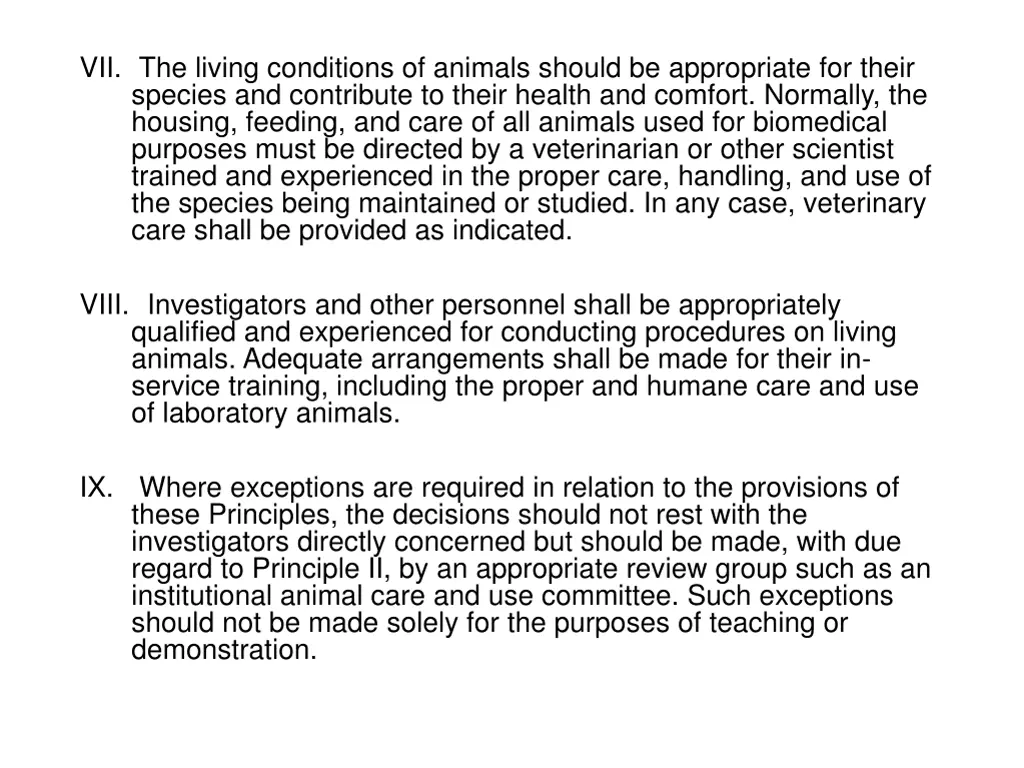 vii the living conditions of animals should