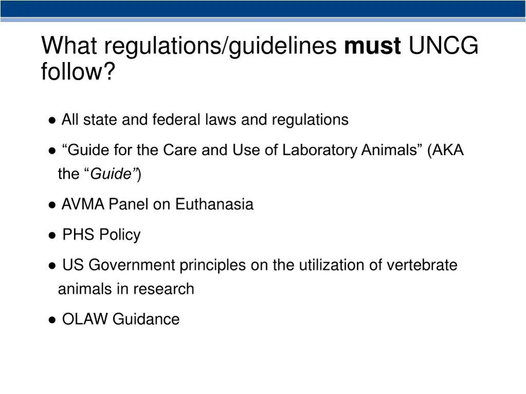 what regulations guidelines must uncg follow